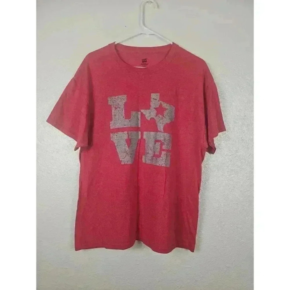 Womens Love TEXAS Red Gray Short Sleeve Graphic Tee Large - Picture 1 of 5